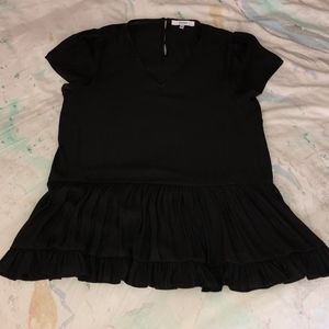 RO & DE Black V-neck Cap Sleeve  Peplum